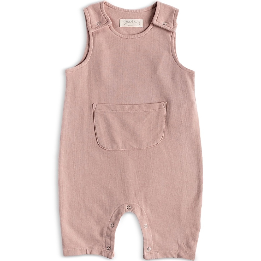 Pehr French Terry Overalls in Soft Peony - size 6-12 months